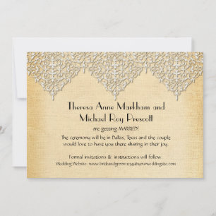 BOHO Faux Burlap n Lace gypsy modern mod style Save The Date
