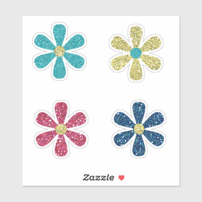 Boho Faux Glitter Flowers (Sheet)