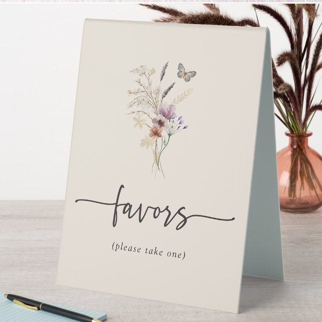 Boho Favour Tent Sign (Boho Butterfly Floral Favors Tent Sign by Painted Paperie
)