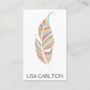 Boho Feather Abstract Business Card