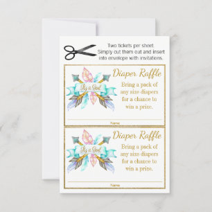 Boho Feather Arrows Tribal Diaper Raffle Tickets