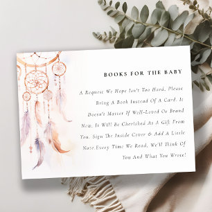 Boho Feather Dreamcatcher Books For Baby Shower Enclosure Card