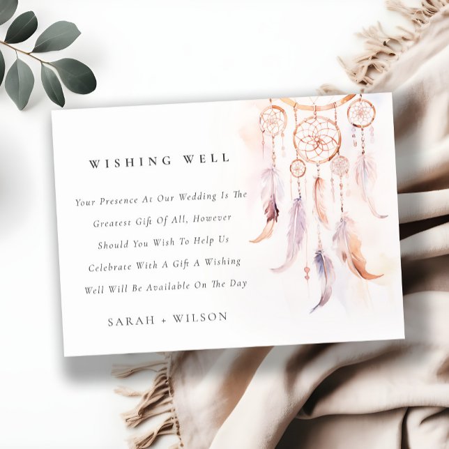 Boho Feather Dreamcatcher Wedding Wishing Well Enclosure Card (Creator Uploaded)