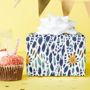 Boho Feather & Floral Pattern  Wrapping Paper