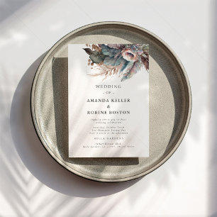 Boho Feather Floral Wedding Invitation