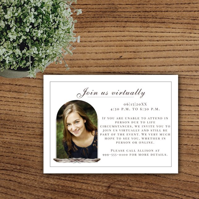 Boho Feather Frame Photo Graduation Enclosure Card (Boho Feather Frame Photo Graduation Enclosure Card)