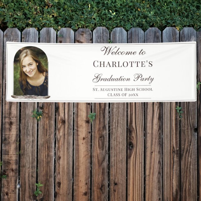 Boho Feather Frame Photo Graduation Welcome Banner (Boho Feather Frame Photo Graduation Party Welcome Banner)