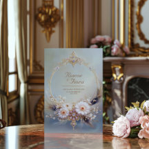 Boho Feather Gold Oval Frame Purple Jewel Wedding