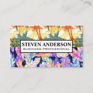 Boho Feather   Palm Geometric  Business Card