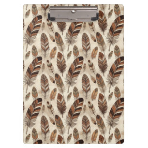 Boho Feather Pattern Clipboard