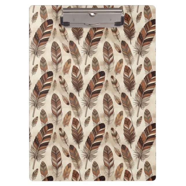 Boho Feather Pattern Clipboard (Front)