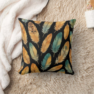 Boho Feather Pattern Cushion