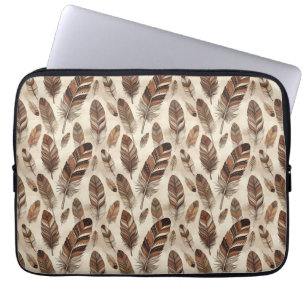 Boho Feather Pattern Laptop Sleeve