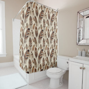 Boho Feather Pattern Shower Curtain
