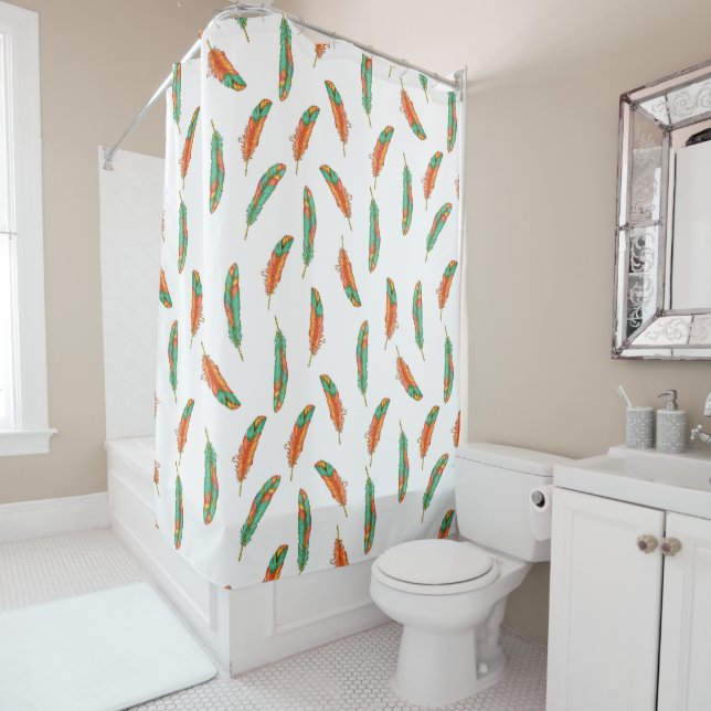 Boho Feather Shower Curtain (In Situ)