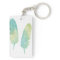 Boho Feather Watercolor Green and Blue