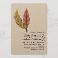 Boho Feather Wedding Invitation