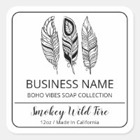 Boho Feather White Soap Bar Product Labels