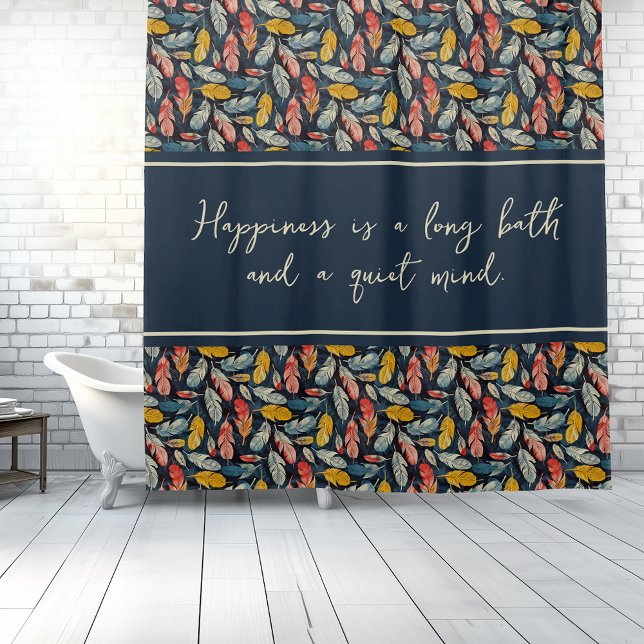 Boho Feathered Quiet Mind Shower Curtain (Creator Uploaded)
