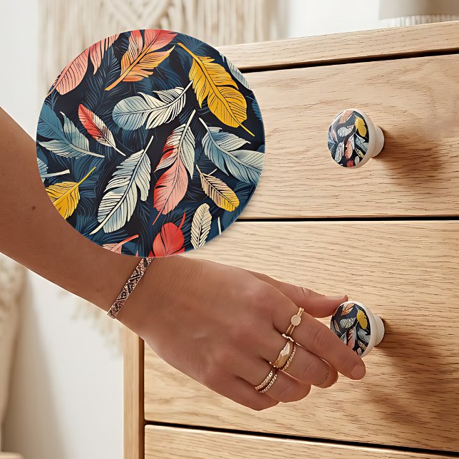 Boho Feathered Whimsy  Ceramic Knob (Creator Uploaded)