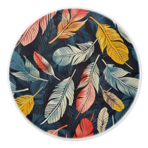 Boho Feathered Whimsy  Ceramic Knob