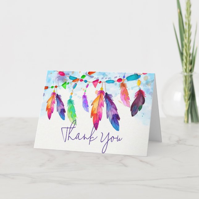 Boho feathers custom card (Front)