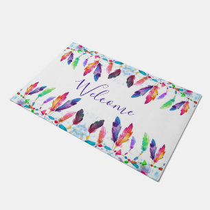 Boho feathers custom doormat