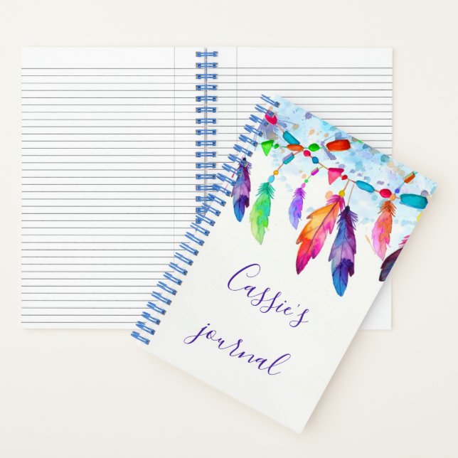 Boho feathers personalised journal (Inside)