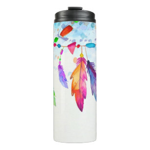 Boho feathers thermal tumbler