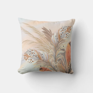 Boho Feathers Throw Pillow
