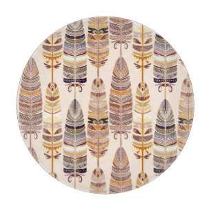 Boho Feathers: Tribal Seamless Pattern Cutting Board