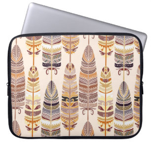 Boho Feathers: Tribal Seamless Pattern Laptop Sleeve