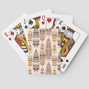 Boho Feathers: Tribal Seamless Pattern Playing Cards