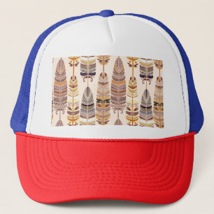Boho Feathers: Tribal Seamless Pattern Trucker Hat