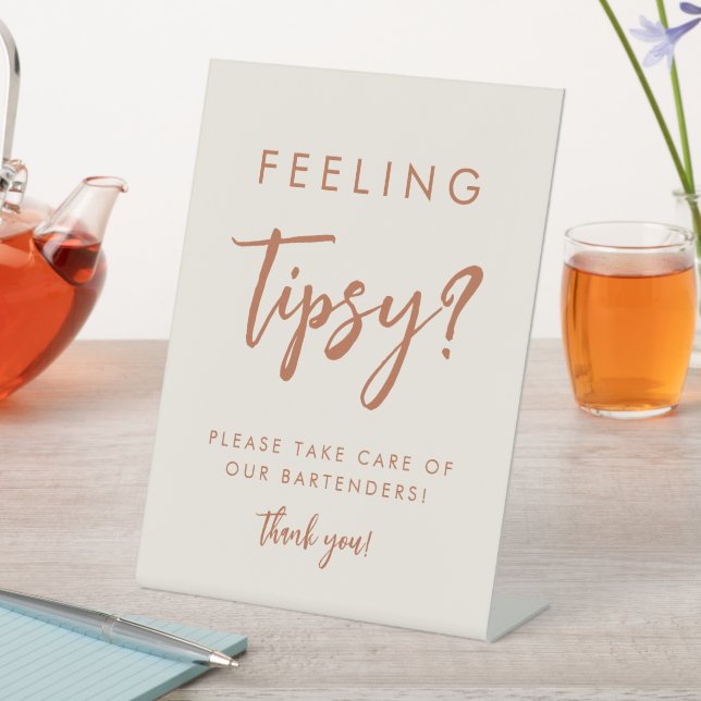 Boho Feeling Tipsy Wedding Bartender Tips Sign (In SItu)