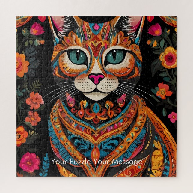 Boho Feline Mandala Jigsaw Puzzle (Vertical)