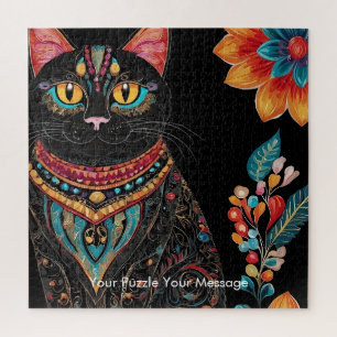 Boho Feline Mandala Jigsaw Puzzle
