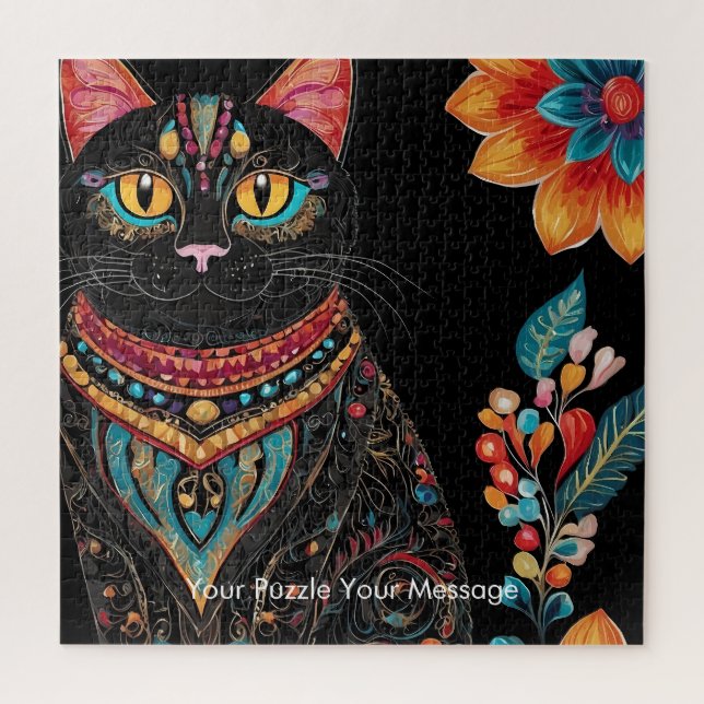 Boho Feline Mandala Jigsaw Puzzle (Vertical)