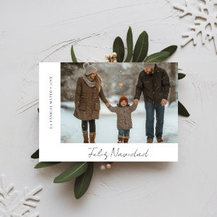 Boho Feliz Navidad Christmas Modern Family Photo  Holiday Card