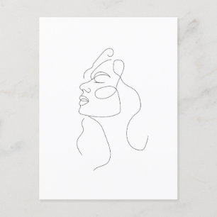 Boho Feminine Line Art Drawing Post Card