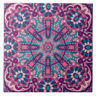 Boho Festive Mandala Ceramic Tile