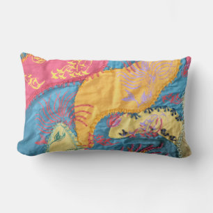 Boho Fibre Art Patchwork Quilt Lumbar Cushion