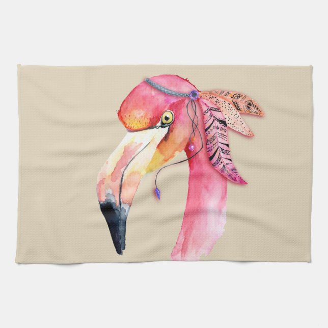 Boho Fiona Flamingo Kitchen Towel (Horizontal)