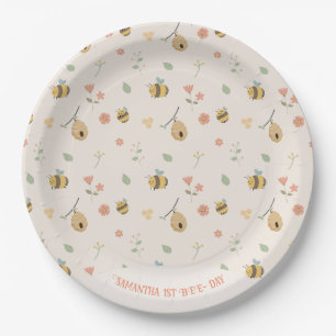 Boho First bee day 1st bee birthday Paper Plate