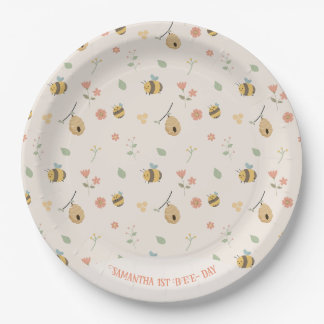 Boho First bee day 1st bee birthday Paper Plate