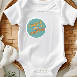 Boho First Birthday Cake Baby Twelve Months Milest Classic Round Sticker