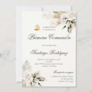 Boho First Communion Invitation in Spanish