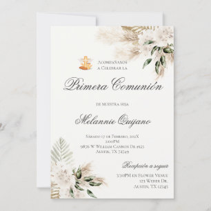 Boho First Communion Invitation in Spanish