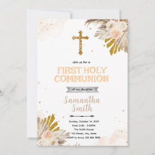 Boho First Holy Communion Invitation