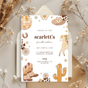 Boho First Rodeo Cowgirl Birthday Invitation